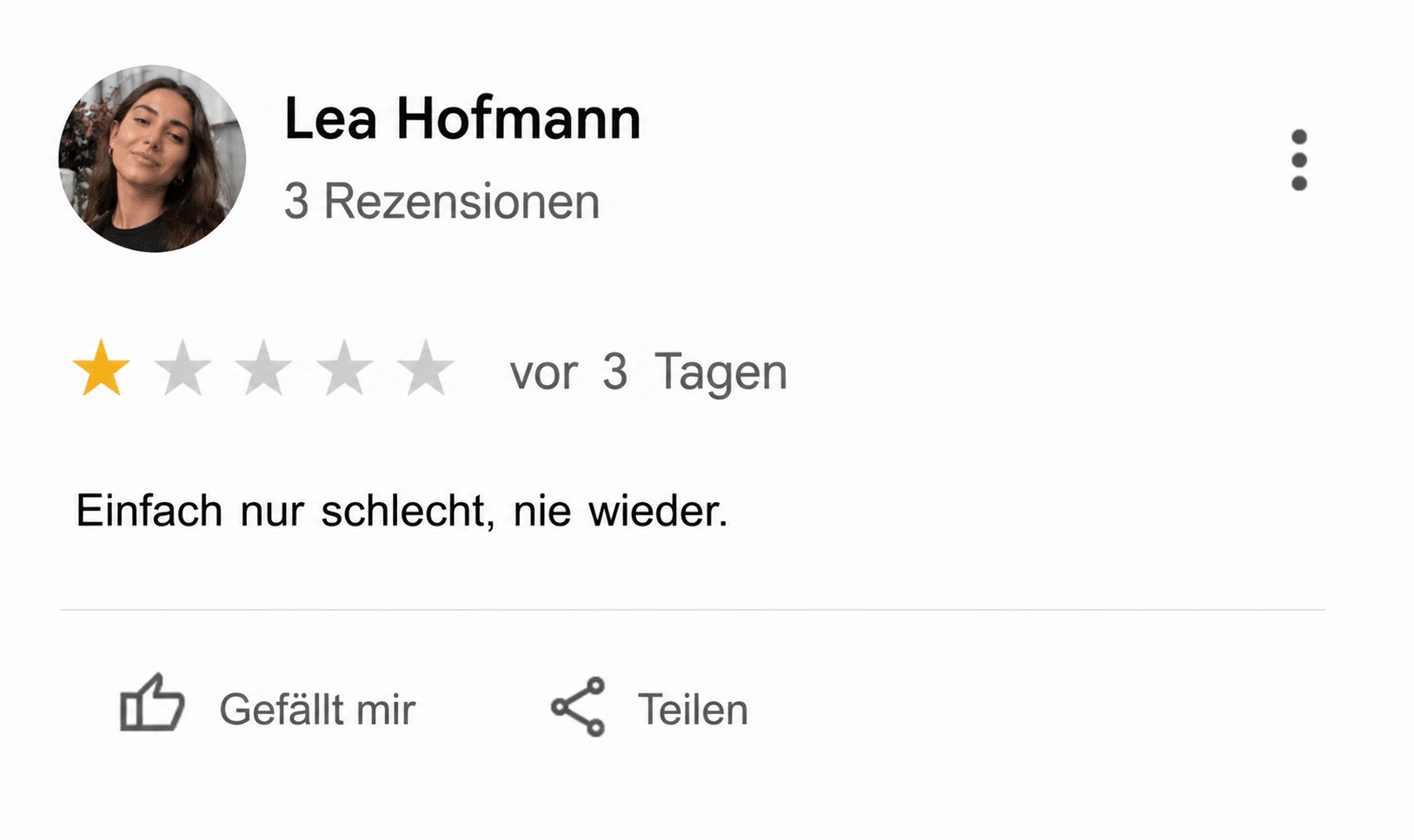 Beispiel einer negativen Google-Bewertung Nr. 6