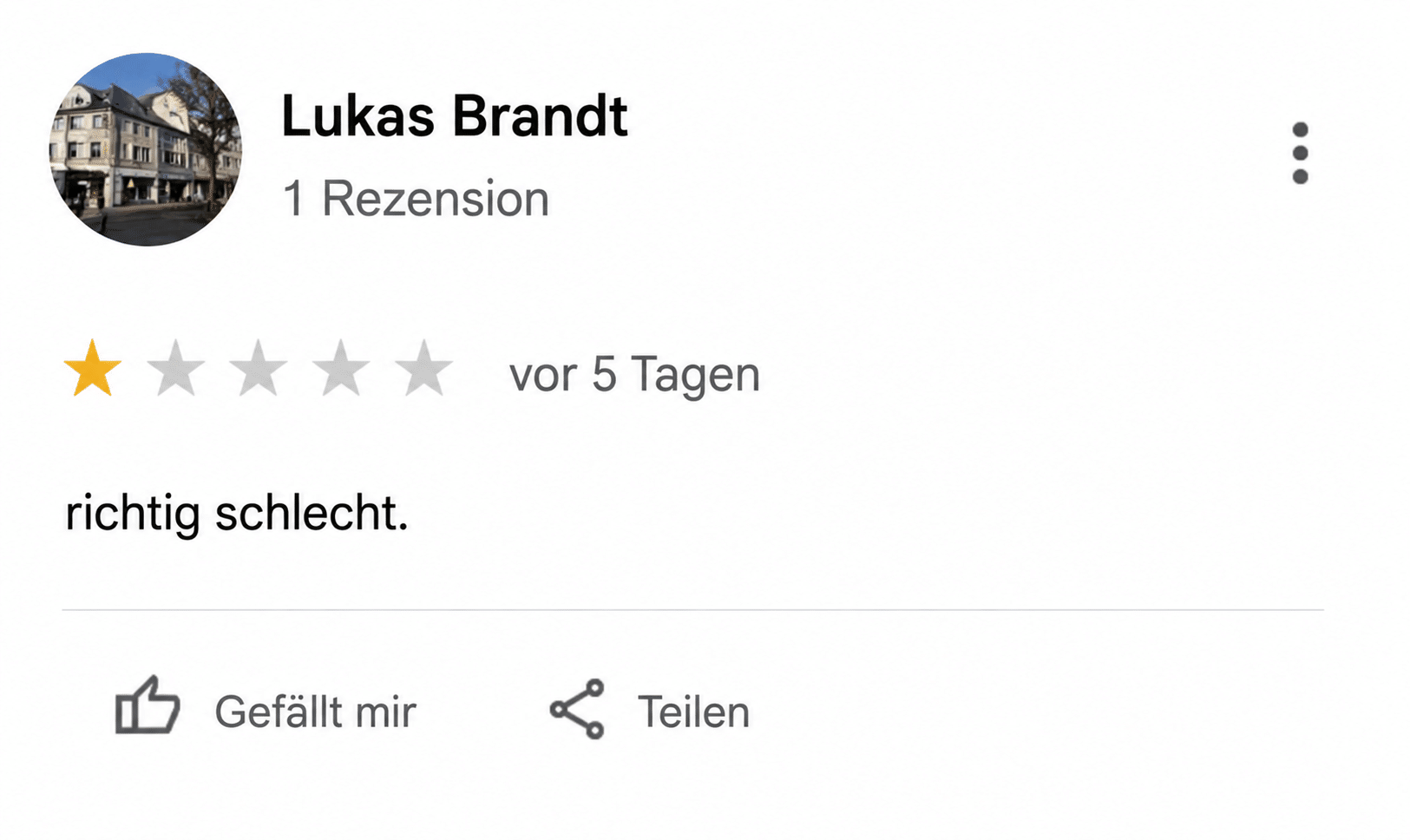 Beispiel einer negativen Google-Bewertung Nr. 7