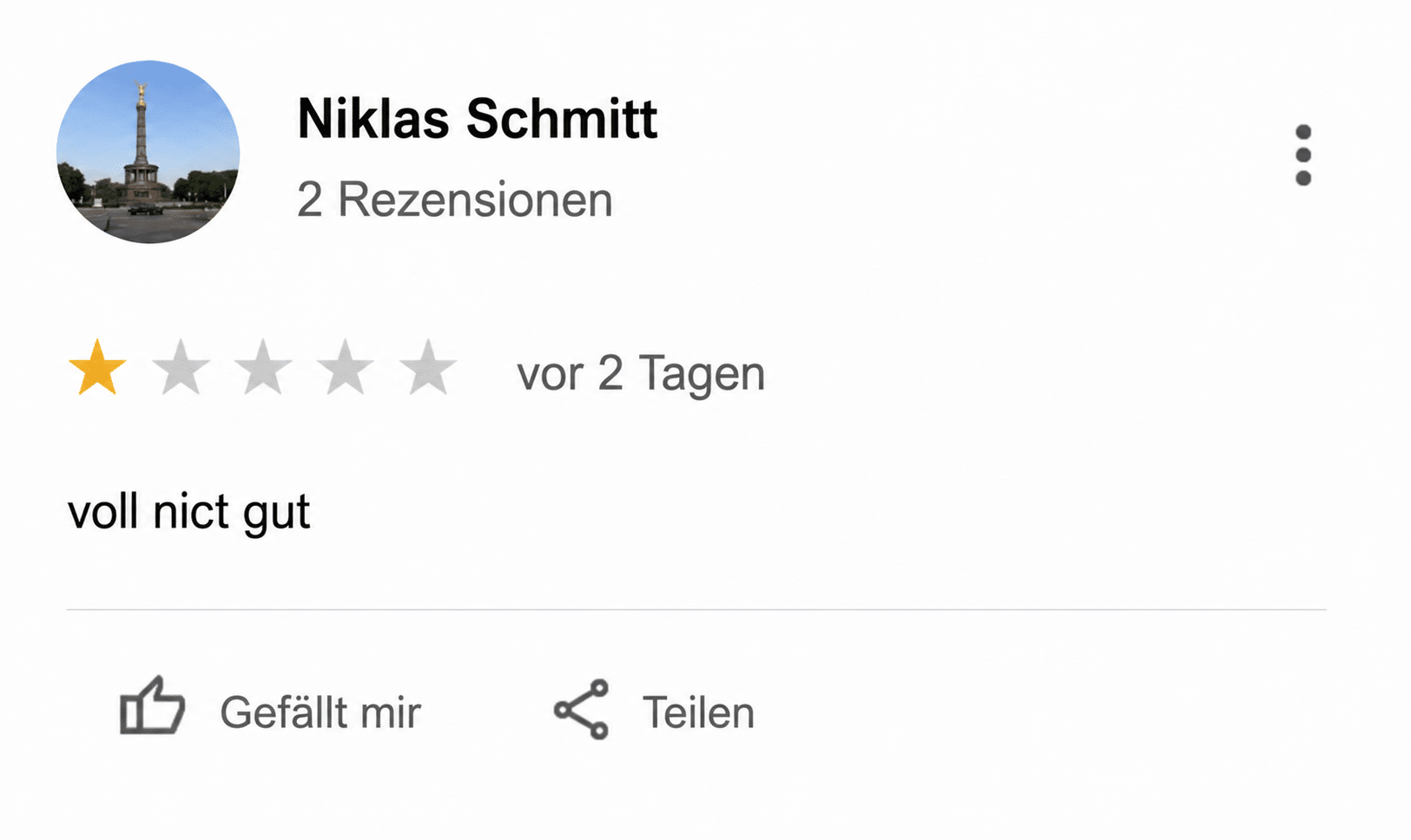 Beispiel einer negativen Google-Bewertung Nr. 8